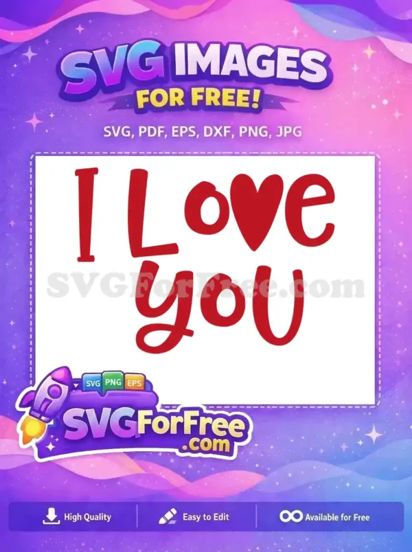 Free Red Heart Free Love Phrase Valentine Free SVG