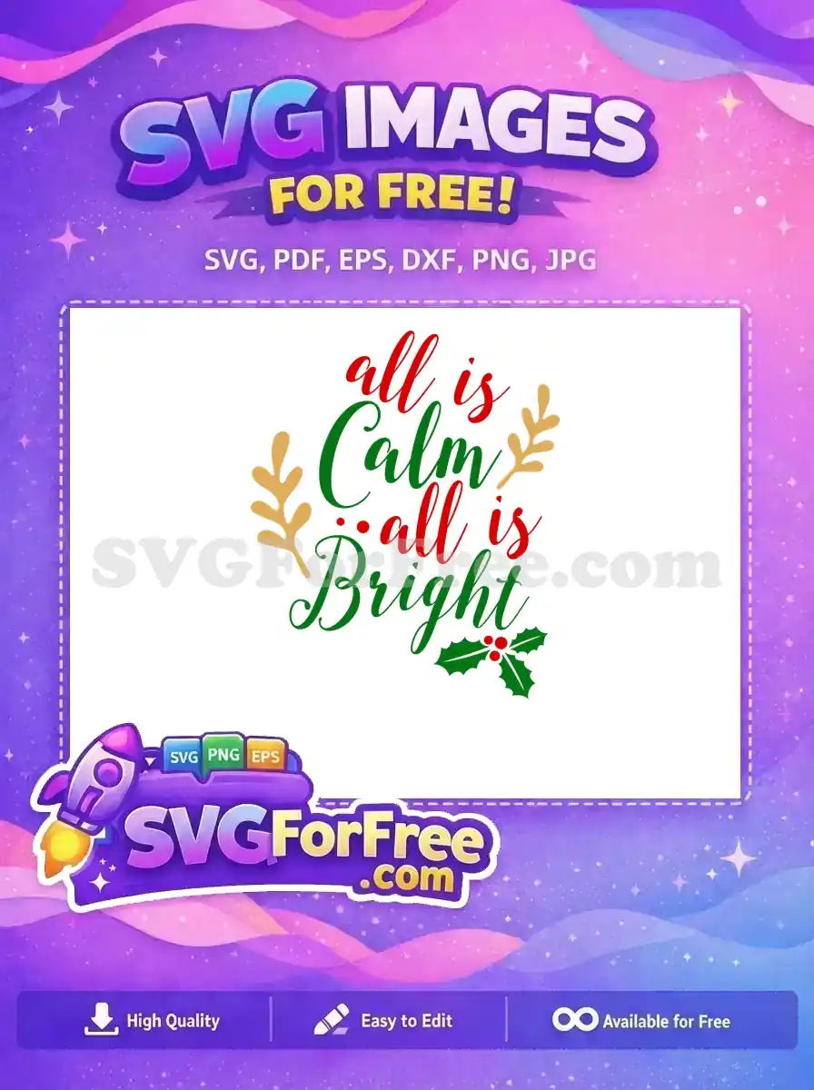 Free Red Green Lettering Free Holly Leaves Christmas Free SVG