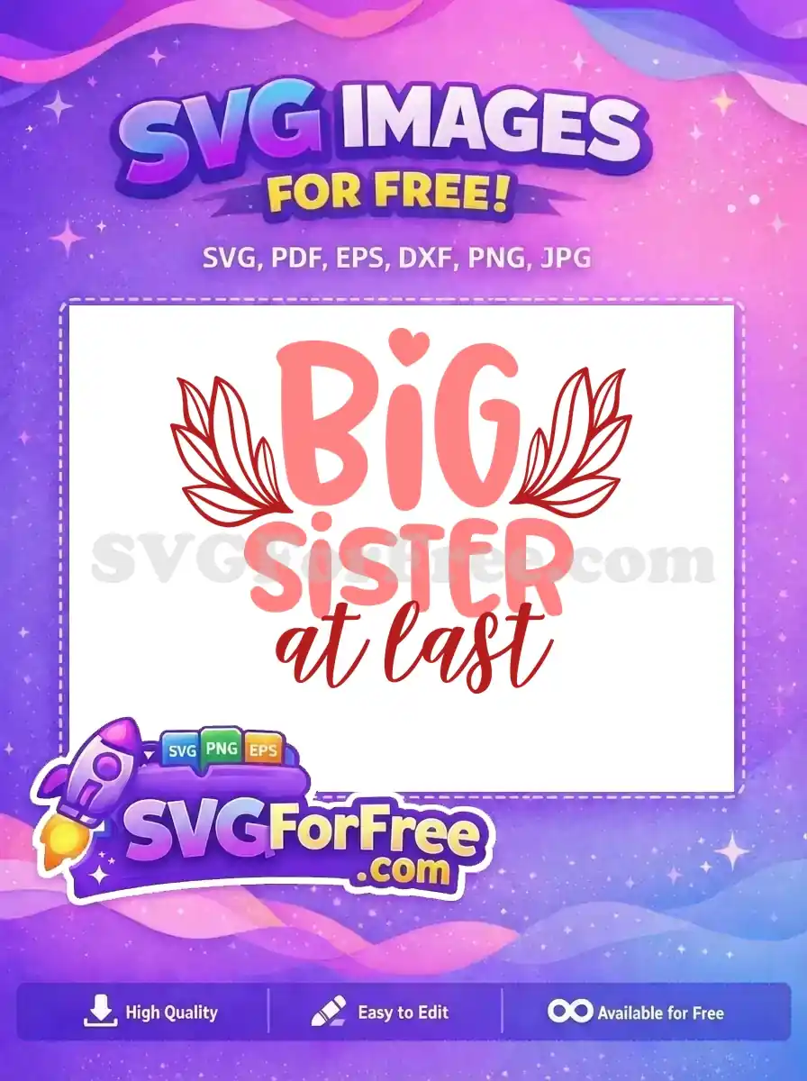 Free Heart Detail Free Floral Detail Big Sister Free SVG