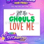 Free Pink Bats All The Ghouls Love Me Free Design Free SVG - Instant Download