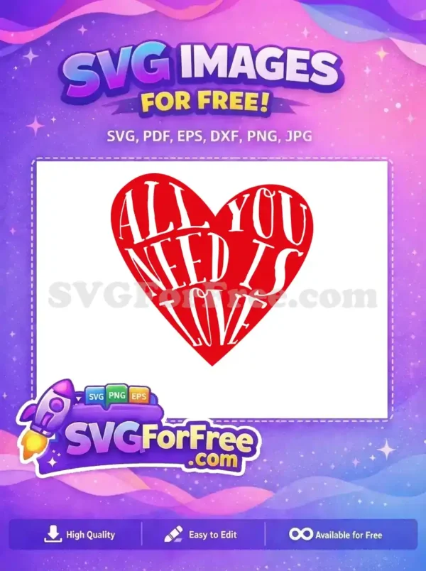 Free Red Heart Free All You Need Is Love Free SVG