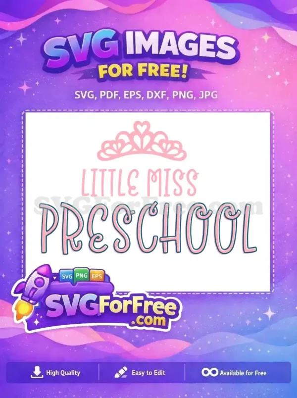 Free Pink Crown Free Little Miss Preschool Quotes Free SVG