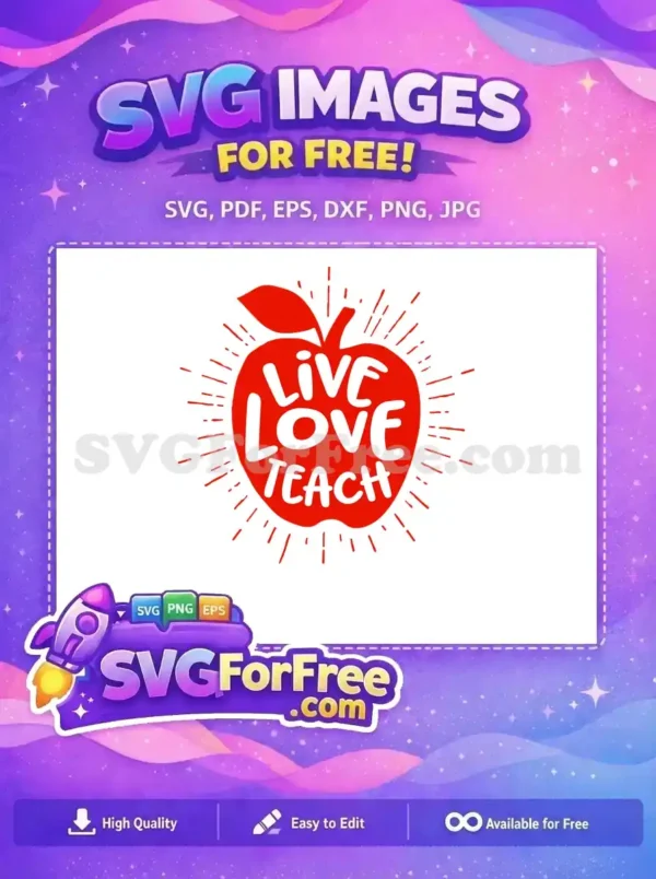 Free Red Apple Free Live Love Teach Quotes Free SVG Free Red Apple Free Live Love Teach Quotes Free SVG