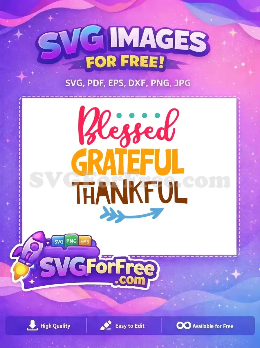 Free Pink Blessed Free Grateful Thankful Quote Free SVG
