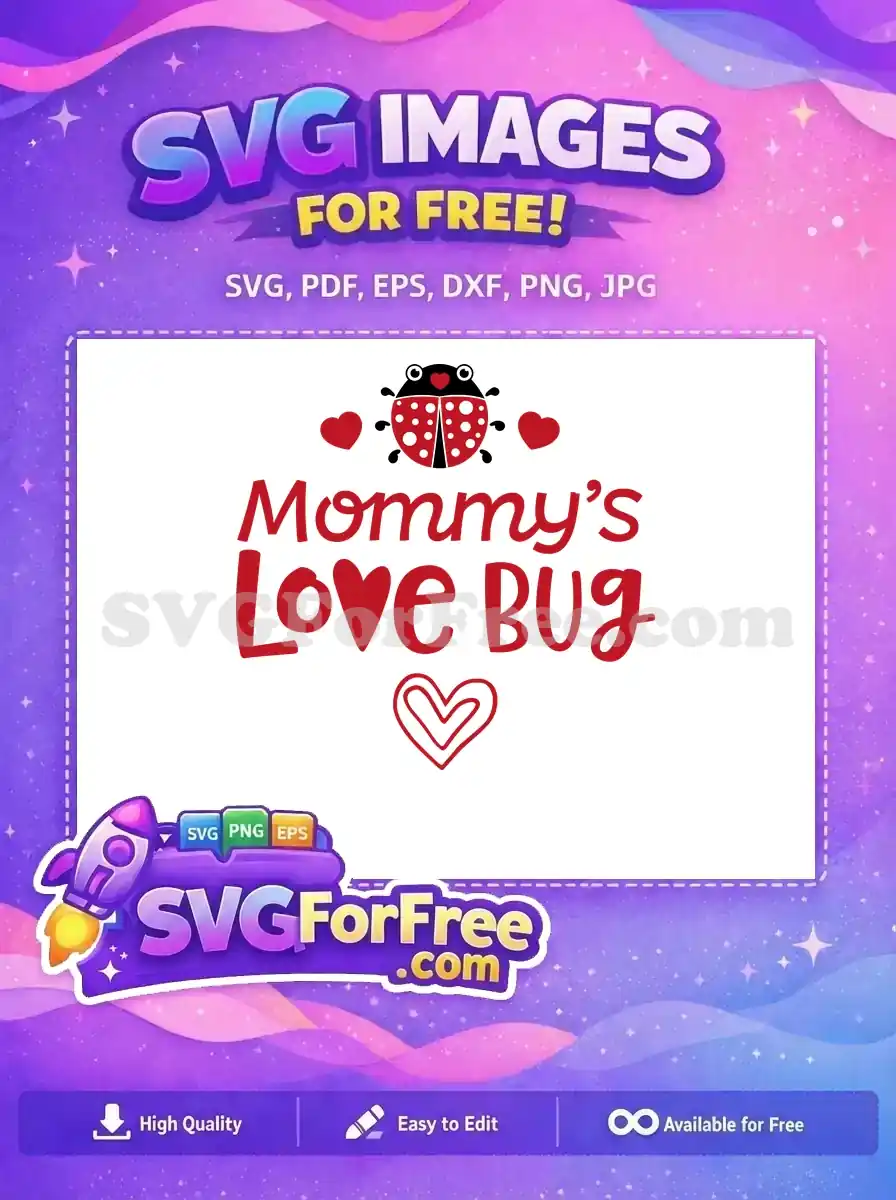 Free Red Ladybug Free Hearts Mommy's Love Bug Free SVG