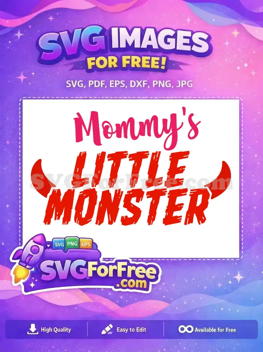 Free Red Horns Free Mommy's Little Monster Quotes Free SVG