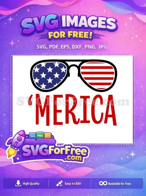 Free USA Flag Glasses Free Merica Quote Patriotic Free SVG