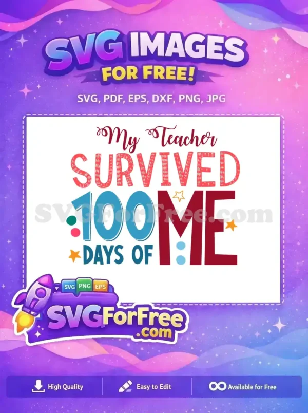 Free Teacher Quote Free 100 Days My Teacher Free SVG Free Teacher Quote Free 100 Days My Teacher Free SVG