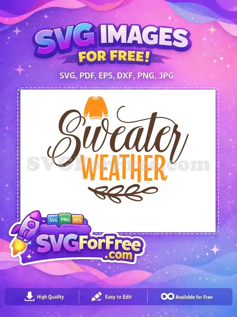 Free Brown Script Free Orange Sweater Weather Design Free SVG