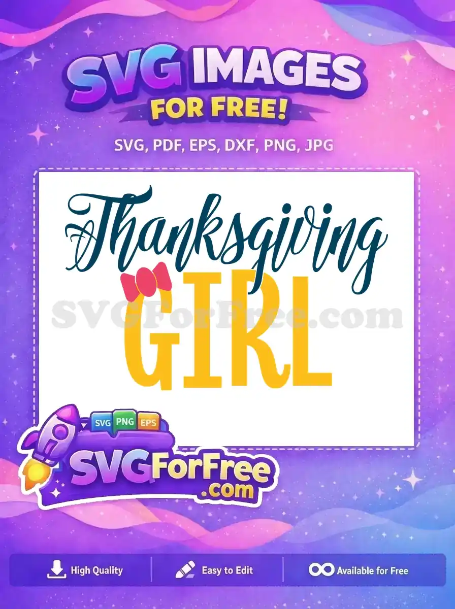 Free Girl Pink Bow Free Thanksgiving Yellow Letters Free SVG