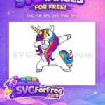 Free Dabbing Unicorn Free Colorful Mane Unicorns Free SVG - Instant Download