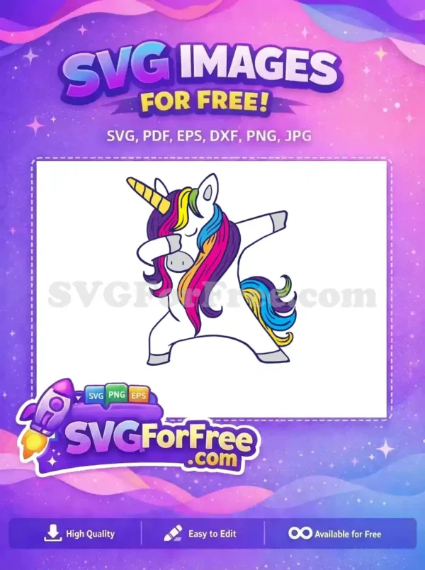 Free Dabbing Unicorn Free Colorful Mane Unicorns Free SVG
