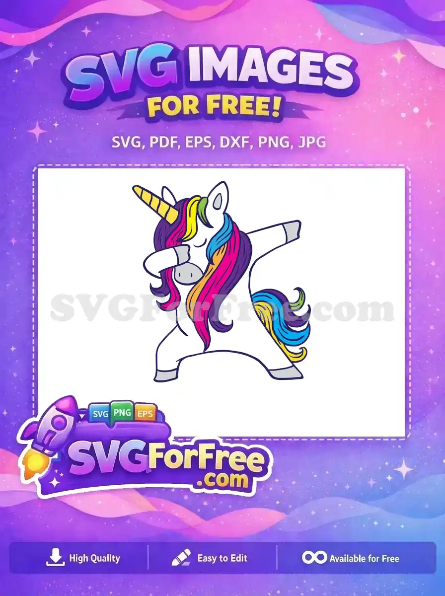 Free Dabbing Unicorn Free Colorful Mane Unicorns Free SVG