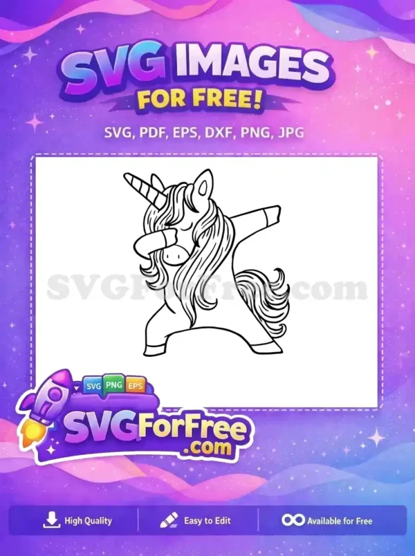 Free Dabbing Pose Free Striped Horn Unicorn Free SVG