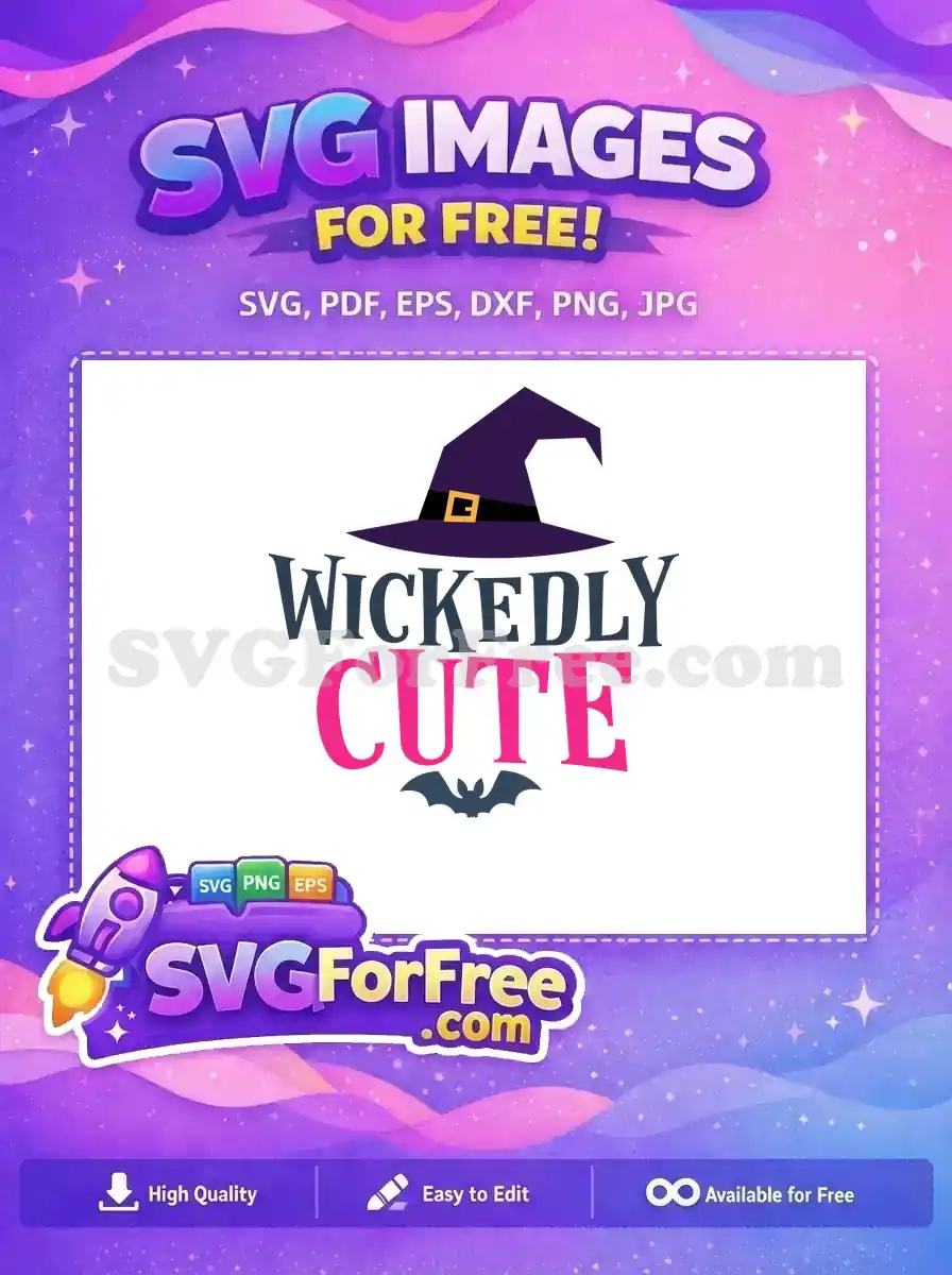Free Purple Witch Hat Free Pink Cute Bat Halloween Free SVG