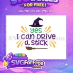 Free Purple Hat Free Broom Halloween Quotes Free SVG - Instant Download