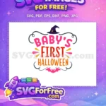 Free Baby First Halloween Purple Witch Hat Free Pink Bat Free SVG - Instant Download