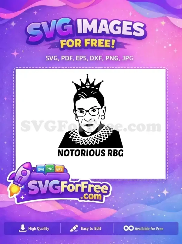 Free Crowned Icon Free RBG Portrait Notorious RBG Free SVG