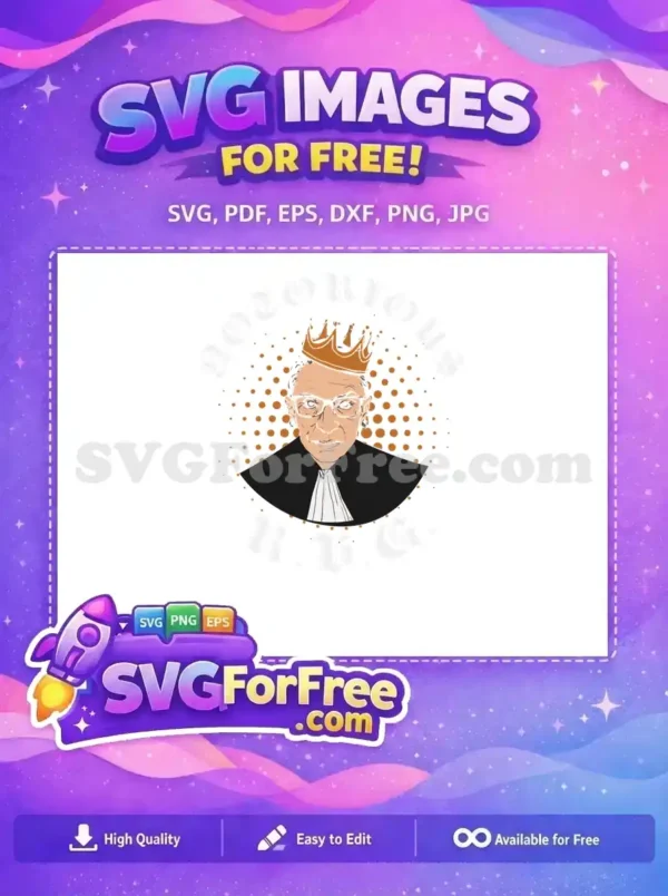 Free Ruth Bader Ginsburg Free Crowned Judge Portrait Free SVG