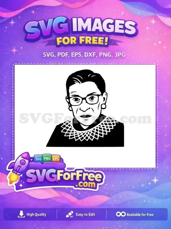 Free RBG Portrait Free Ruth Bader Ginsburg Free SVG