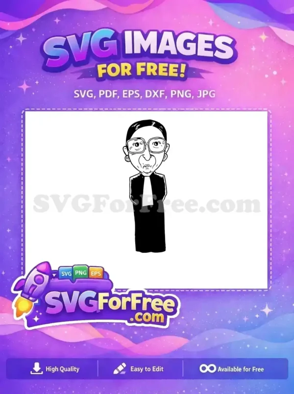 Free RBG with Glasses Free Vector Ruth Bader Ginsburg Free SVG
