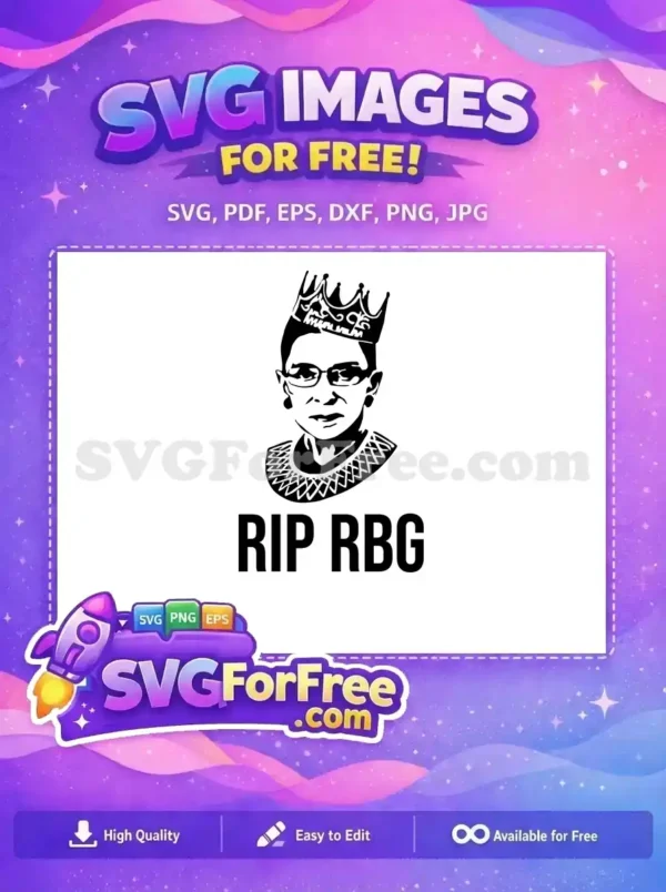 Free RBG Crown Free RIP RBG Portrait Free SVG
