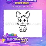 Free Cute Rabbit Face Free Simple Outline Easter Free SVG - Instant Download