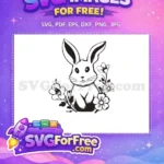 Free Floral Rabbit Free Cute Easter Spring Free SVG - Instant Download