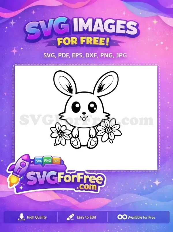 Free Simple Rabbit Free Bunny Outline Easter Free SVG