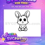 Free Simple Rabbit Free Line Art Easter Free SVG - Instant Download