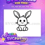 Free Cute Bunny Face Free Easter Outline Rabbit Free SVG - Instant Download