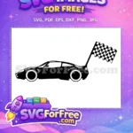 Free Black Car Free Checkered Racing Flag Free SVG - Instant Download
