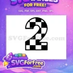 Free Number Two Free Racing Flag Number Free SVG - Instant Download
