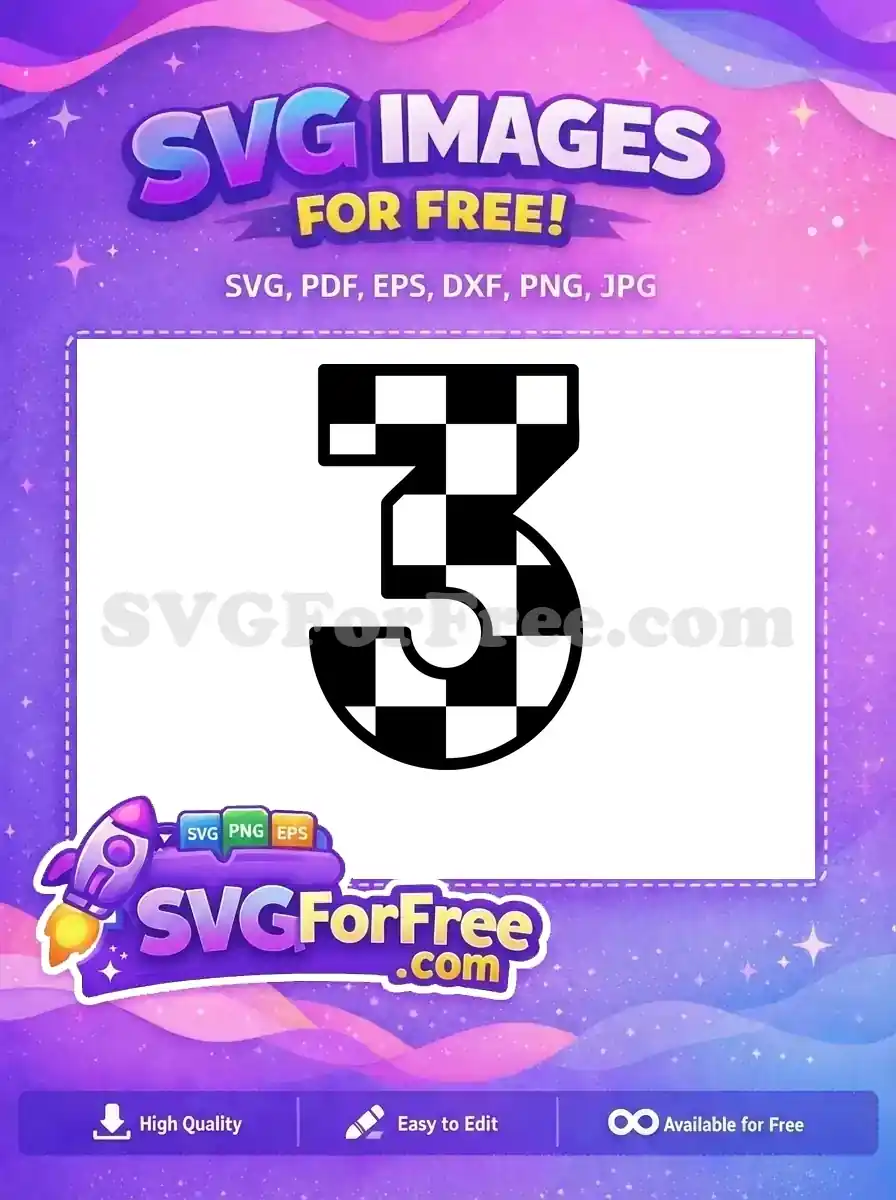 Free Number Three Free Checkered Racing Free SVG