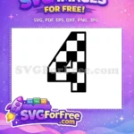 Free Number Four Free Checkered Racing Graphic Free SVG - Instant Download