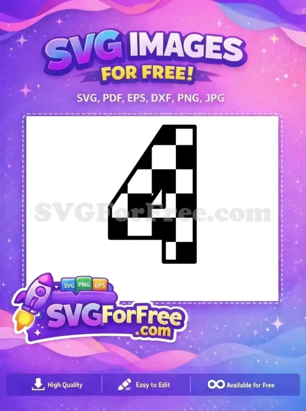 Free Number Four Free Checkered Racing Graphic Free SVG