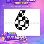 Free Number Six Free Checkered Racing Free SVG - Instant Download
