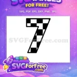 Free Number Seven Free Checkered Racing Free SVG - Instant Download