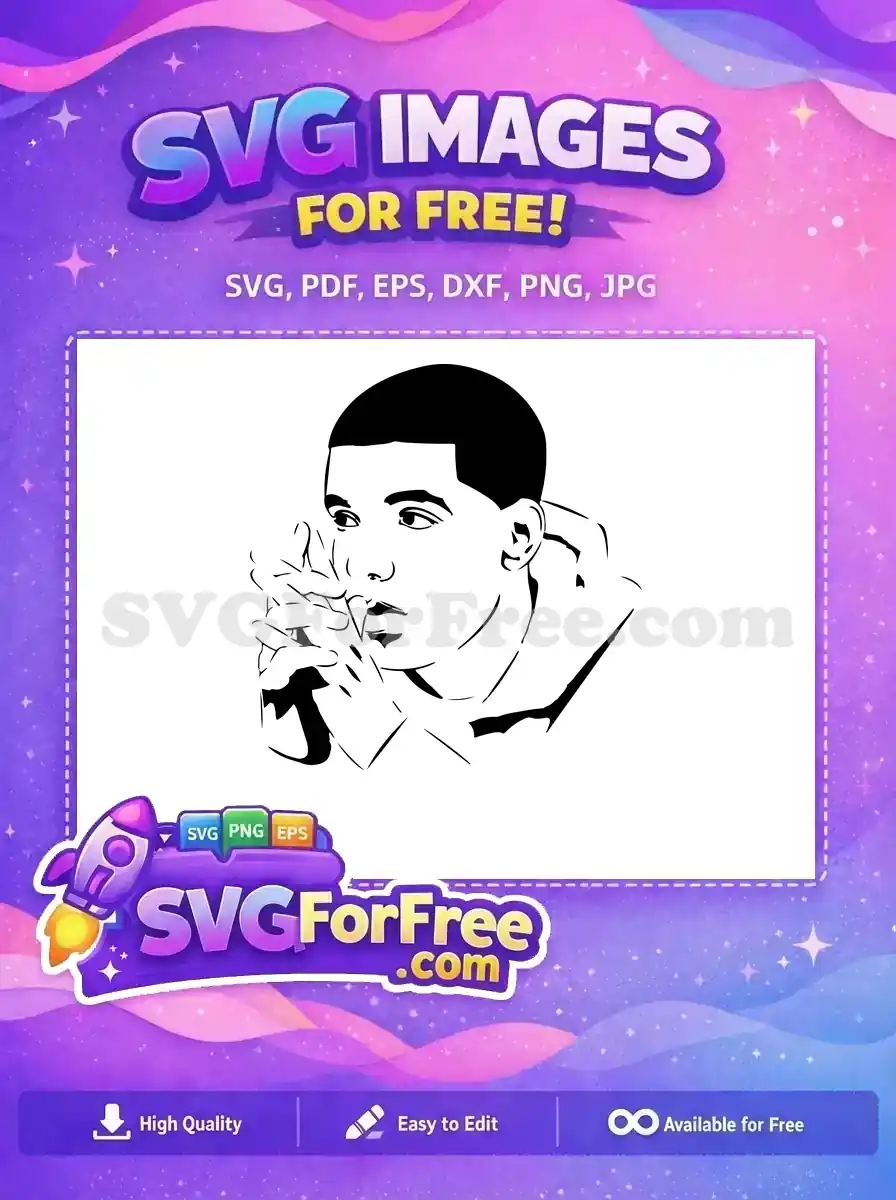 Free Drake Rapper Black and White Free Portrait Rappers Free SVG