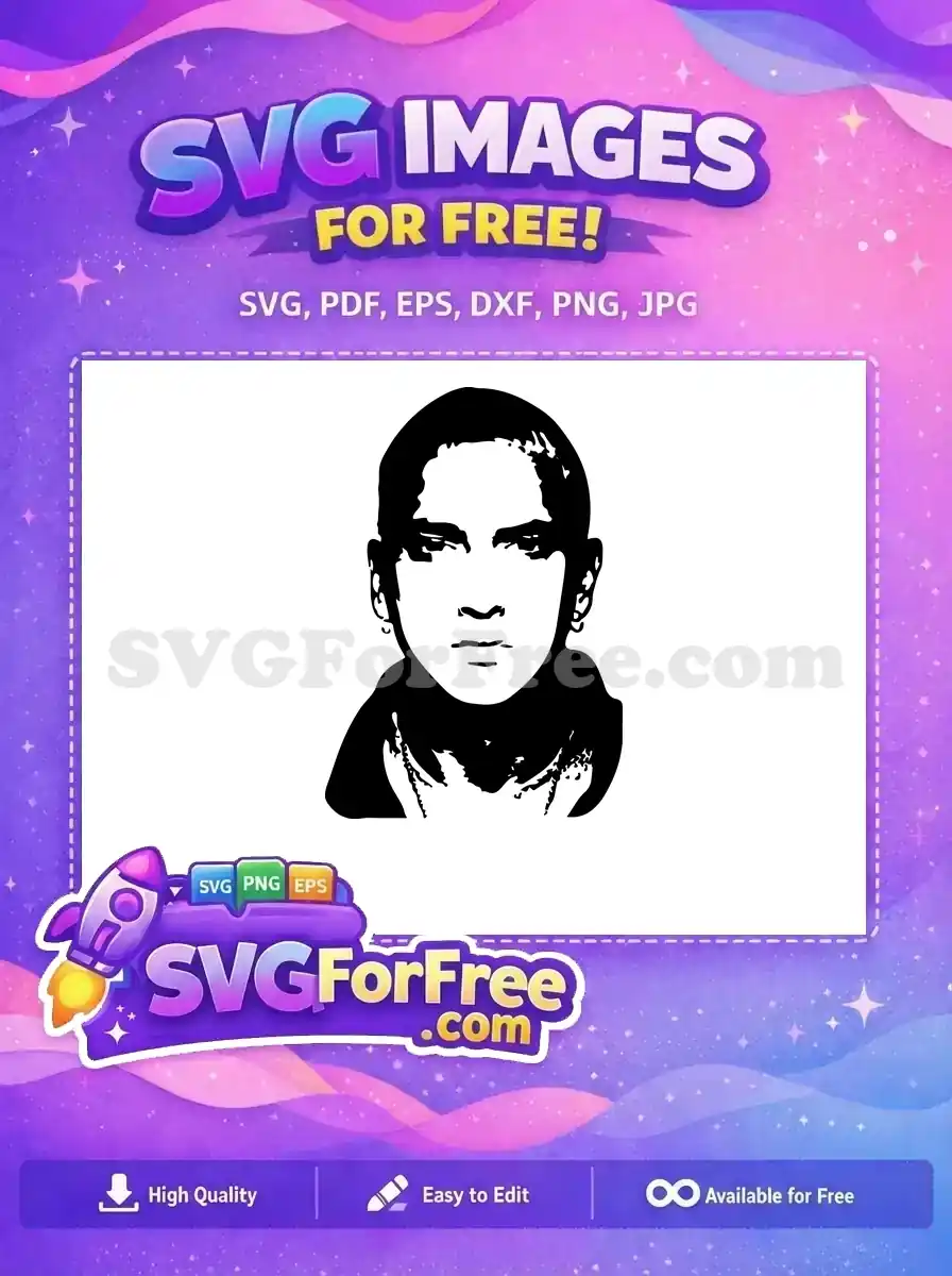 Free Eminem Serious Free Black White Portrait Rappers Free SVG