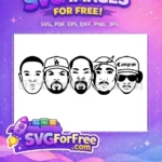 Free Black and White Free Rappers Faces Group Free SVG - Instant Download