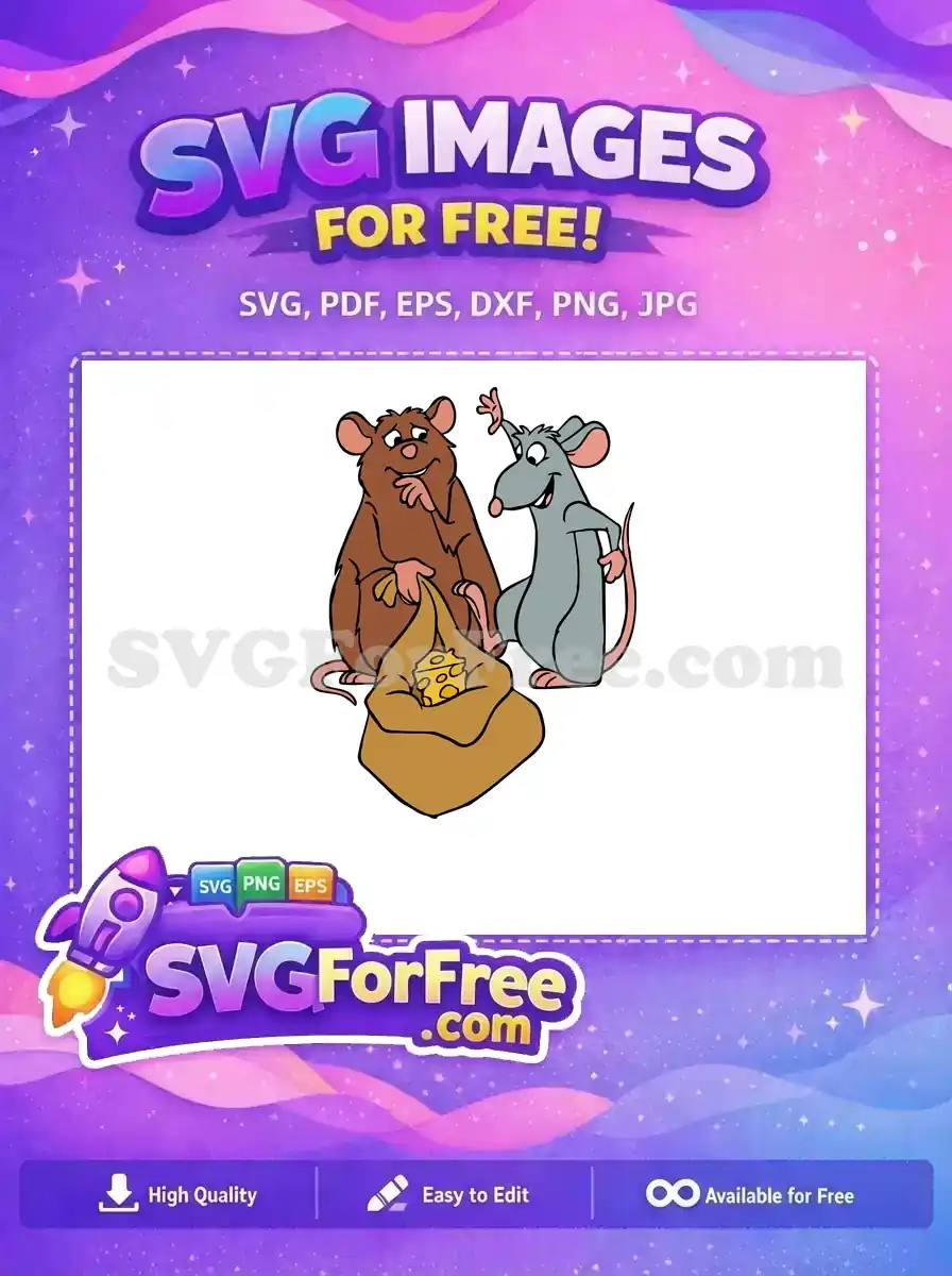 Free Brown Rat Holding Cheese Free Gray Rat Waving Ratatouille Free SVG