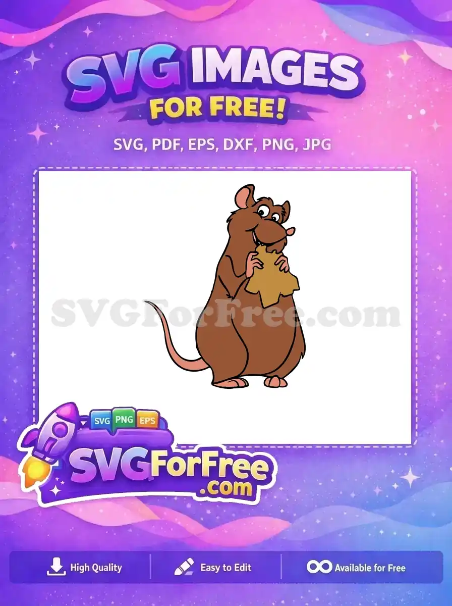 Free Happy Brown Rat Free Eating Cheese Ratatouille Free SVG