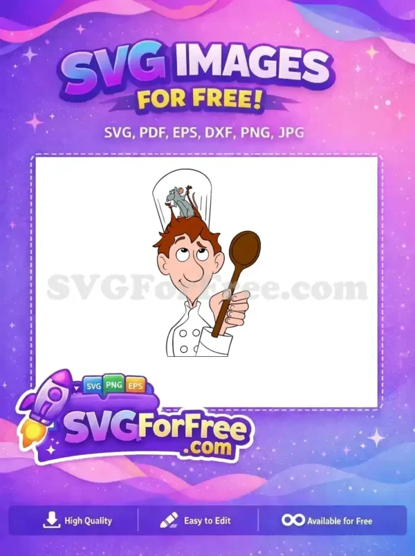 Free Chef Holding Spoon Free Remy on Head Ratatouille Free SVG