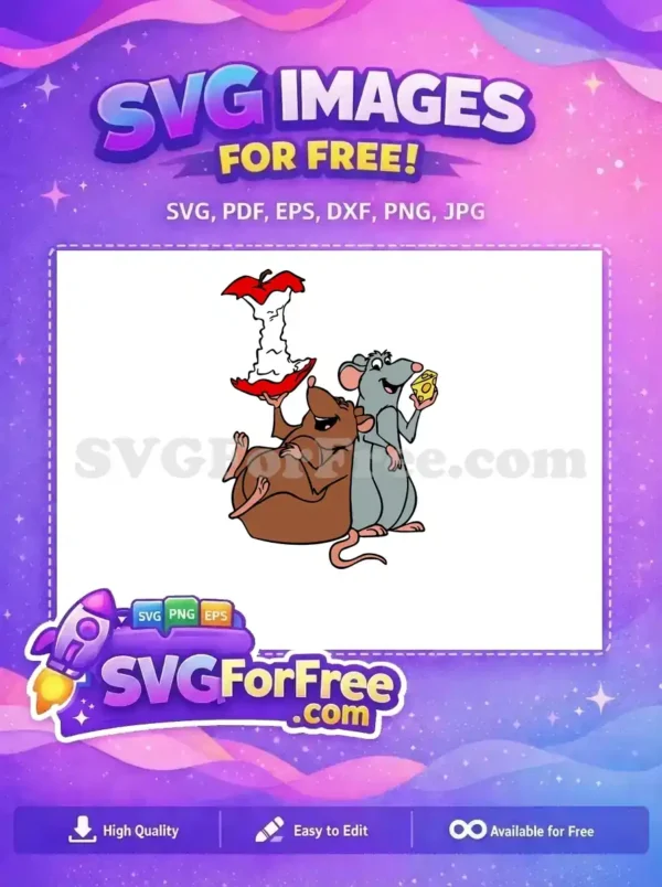 Free Brown Rat Apple Core Free Gray Rat Cheese Ratatouille Free SVG