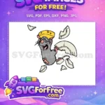Free Scared Gray Rat Free Cheese Hat Ratatouille Free SVG - Instant Download