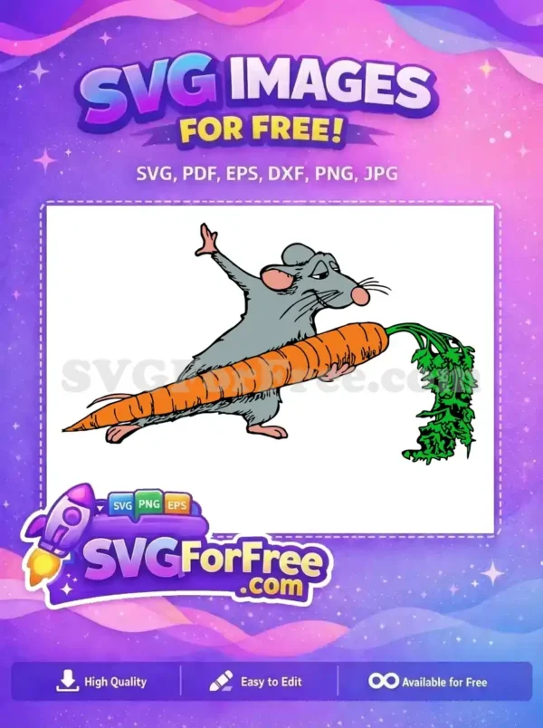 Free Grey Rat Holds Carrot Free Ratatouille Movie Free SVG