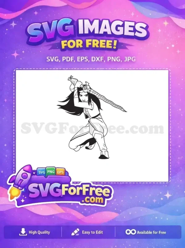 Free Sword Wielding Free Warrior Pose Raya Free SVG