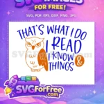 Free Orange Owl Free Reading Quotes That's What I Do Free SVG - Instant Download