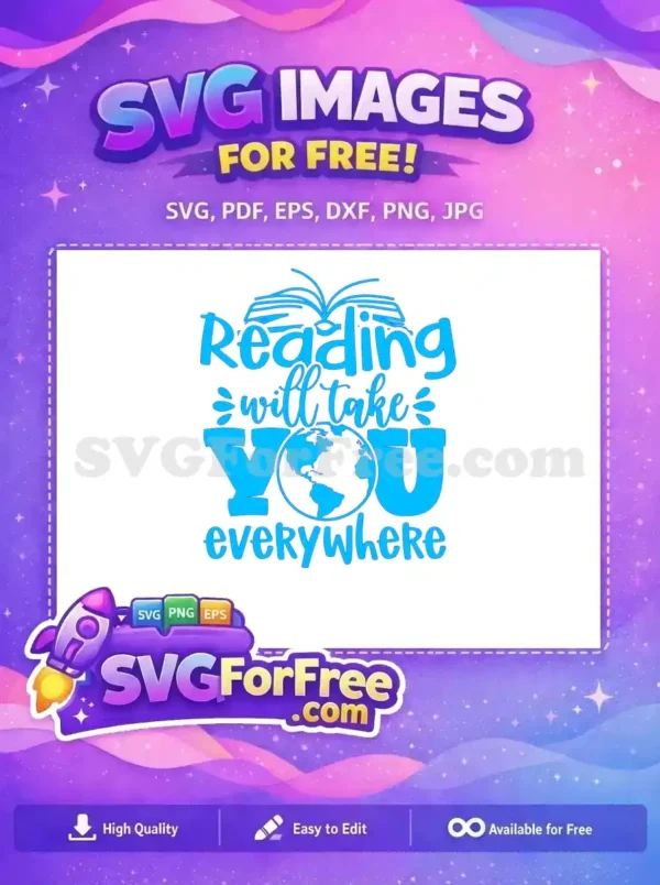 Free Blue Reading Book Free Globe Design Reading Quotes Free SVG